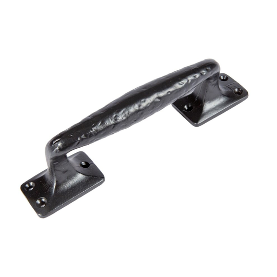 Black 205mm Forged Barn Door Handle - Cast Iron Antique Ironmongery Indoor Outdoor Pull Lever - by Hammer & Tongs