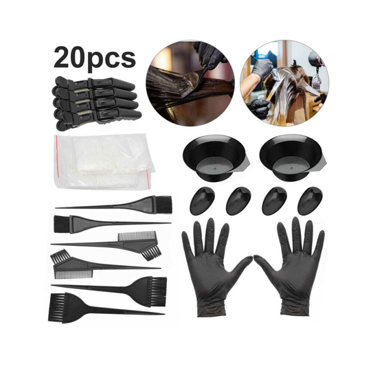 20PCS Hair Coloring Brush And Bowl Set Bleaching Dye Kit Salon Beauty