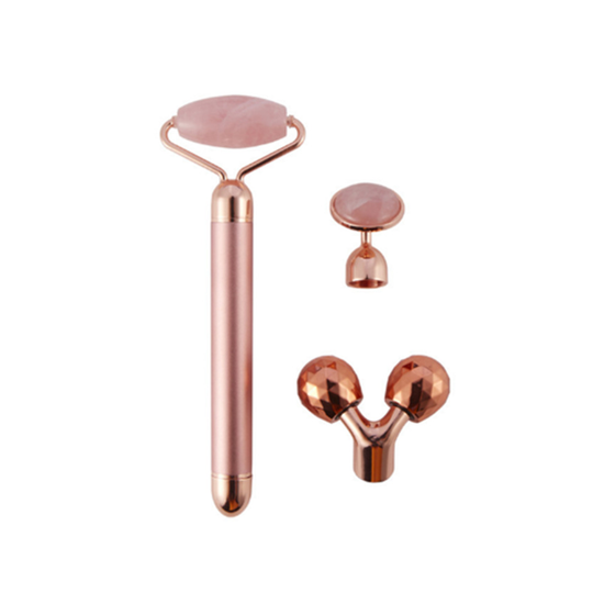 3 In 1 Electric Facial Roller Beauty Instrument Multi-function Massager Facial Massager-Pink