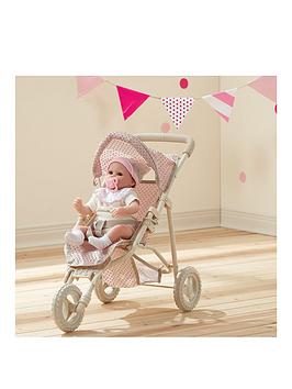 Teamson Kids Olivia'S Little World - Polka Dots Princess Baby Doll Jogging Stroller - Pink & Grey