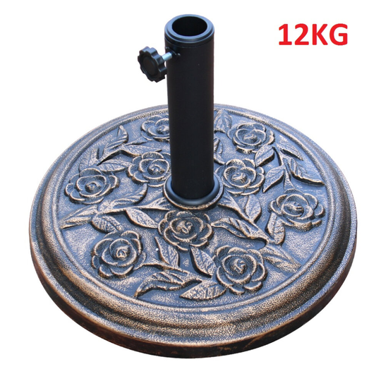 Bronze Cast Iron Effect Parasol Base Heavy Duty Garden Umbrella Stand Weights -12Kg