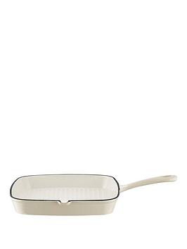 Tower Barbary &Amp; Oak 23 Cm Cast Iron Grill Pan In Camembert Cream