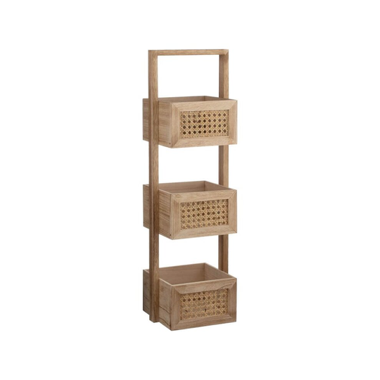 Cane 3 Tier Storage Caddy for holding soaps, shampoos-Natural Wood