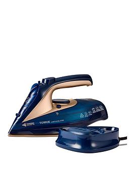 Tower 2400W Cord Cordless Steam Iron - Blue/Gold