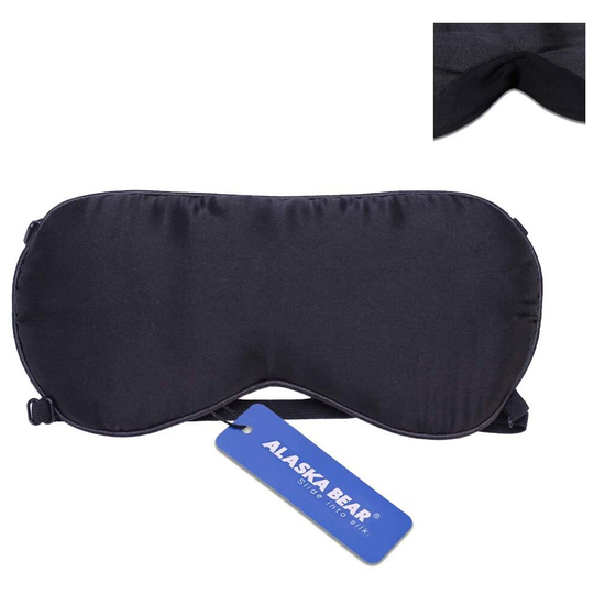 ALASKA BEAR - 2 Straps Silk Sleep Eye mask with Nose Baffle, Stay on My face All Night