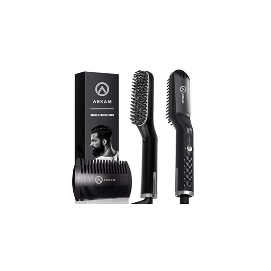 Arkam Premium Beard Straightener for Men - Cutting Edge Ionic Beard Straightening Comb, Heated Hair Straightener for Men, Beard Comb and Heated Beard