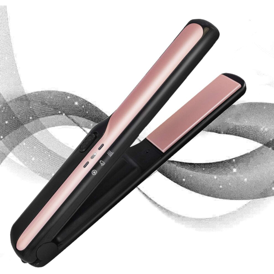 (Black&gold) UKLISS Cordless Hair Straighteners Ceramic Flat Iron Wireless Mini Portable USB Rechargeable Travel Straightener and Curler 2 in 1 Heat u