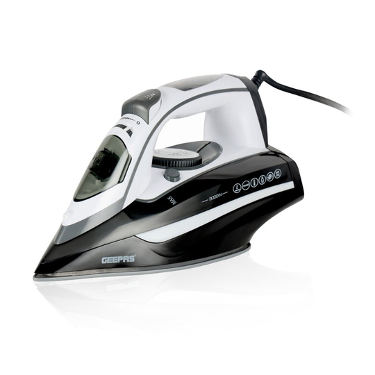 Geepas Electric Steam Iron Ceramic Soleplate Power Steam 3000W , Black