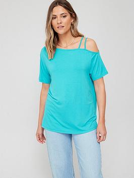 Everyday Slouch Strap Shoulder Detail T-Shirt - Blue