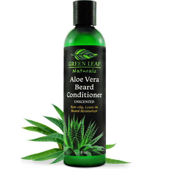 Green Leaf Naturals Aloe Vera Beard Conditioner and Softener for Men - Leave-In Moisturizer, No Oil, No Mess - 99.75% Organic - Unscented - 8 oz