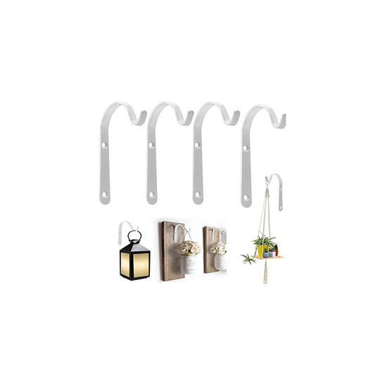 DTShow 4PCS Metal Wall Hanging Hooks,Blacksmith Round Hook, Metal Wrought Iron Wall Hanging Basket Brackets for Garden Bird Feeders, Planters,