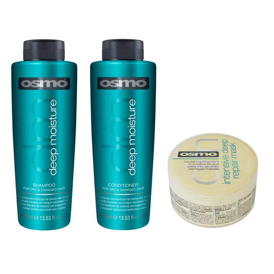 Osmo Deep Moisture Shampoo 400ml, Conditioner 400ml and Deep Repair Mask 100ml