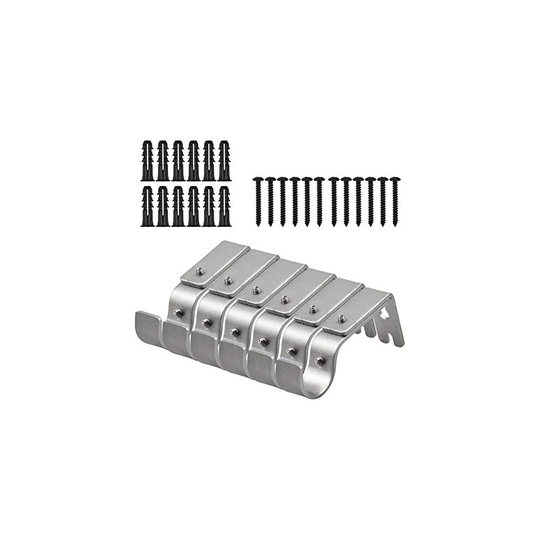 6 Pack Curtain Pole Bracket, Adjustable Metal Curtain Wall Holder, Heavy Duty Curtain Rail Brackets, Curtain Rod Support Brackets with Screw