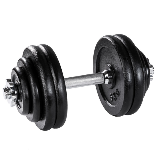 tectake Dumbbell single cast iron - weight bar, dumbbell weights, dumbbell bar - 30 kg
