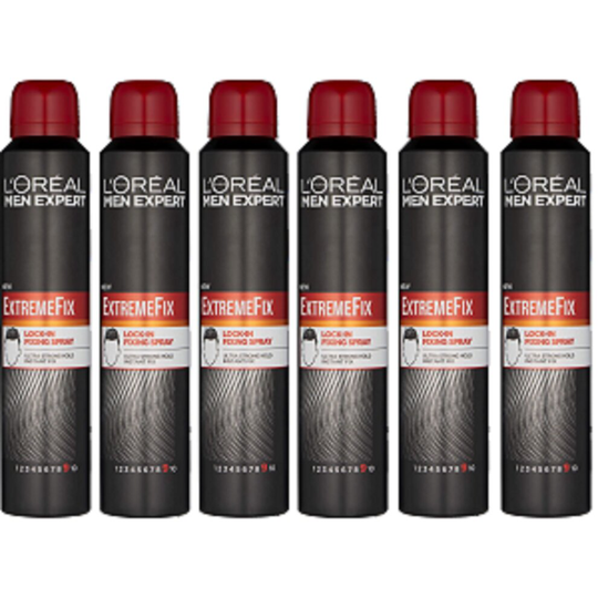 L'Oreal Men Expert Extreme Fix Strength 9 Extreme Hold Hairspray 6x 200ml Tins