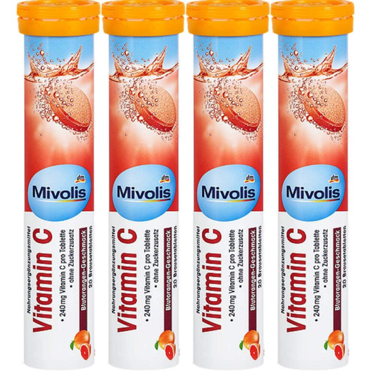 Mivolis Vitamin C effervescent Tablets Dietary Supplements pack of 4