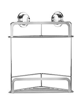 Croydex Stick &Lsquo;N&Rsquo; Lock 2 Two-Tier Corner Basket