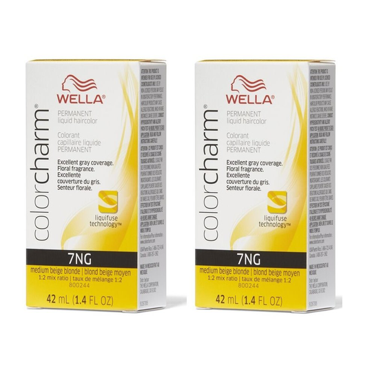 (7NG - pack of 2) Wella Color Charm Haircolor 7NG Medium Beige Blonde