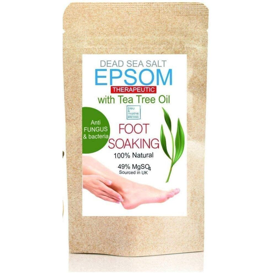 Tea Tree Epsom & Dead Sea Salt Antifungal Antibacterial Foot Soak 250 g ? Resealable stand-up pouch ?Relaxing Foot Bath ? Toenail fungus Care