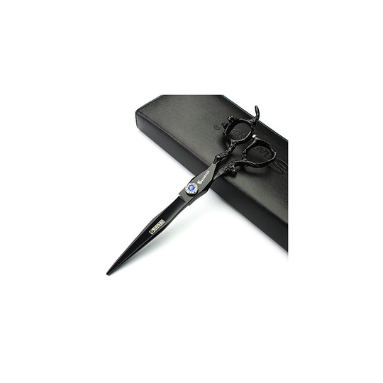 Sturdy 440c hairdressing scissors black 7'' salon professional hairdresser trim hair and hairstyle sparse cut 7 inch