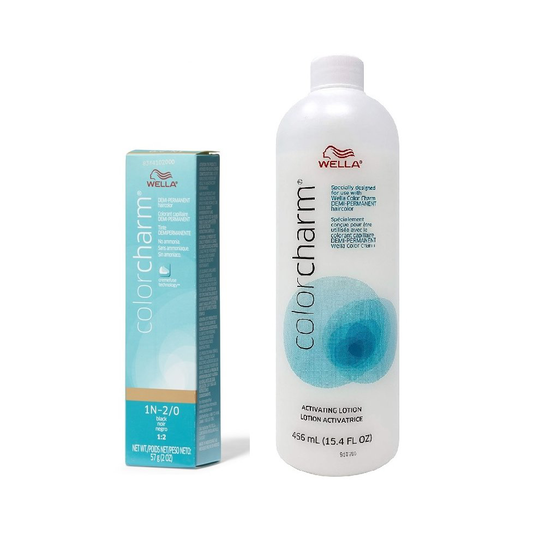 (1N + Activating Lotion (15.4oz)) Wella Color Charm 1N Black Demi - Permanent Haircolor