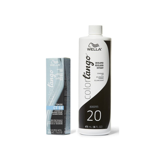 (CT 18 + Developer (Vol. 20) 16oz) Wella Color Tango CT 18 Lavender Ice Permanent Haircolor