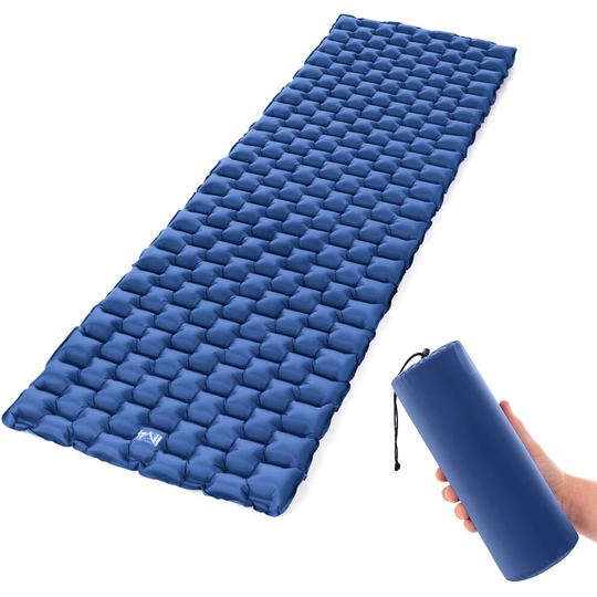 (Blue) Inflatable Camping Mat Ultralight Lightweight Single Sleeping Mattress 520g Trail
