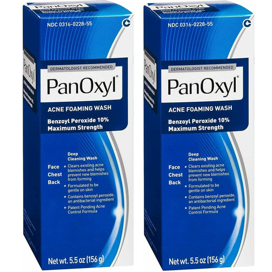 PanOxyl Acne Foaming Wash 10% - 5.5oz (156g) - Expiry 08/2023 - 2 PACK