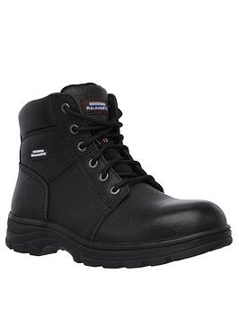 Skechers Work Relaxed Fit Workshire Lace Up Boot - Black, Black, Size 7, Men