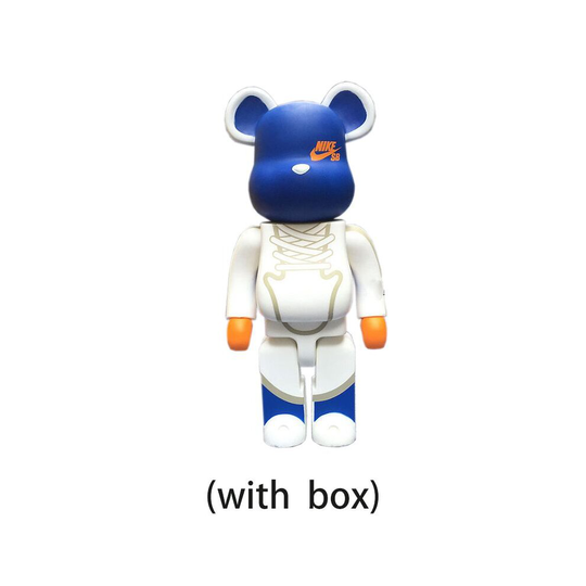 (White Nike) Bearbrick 400% Action Figure Peko Iron Man Violent Bear Building Block