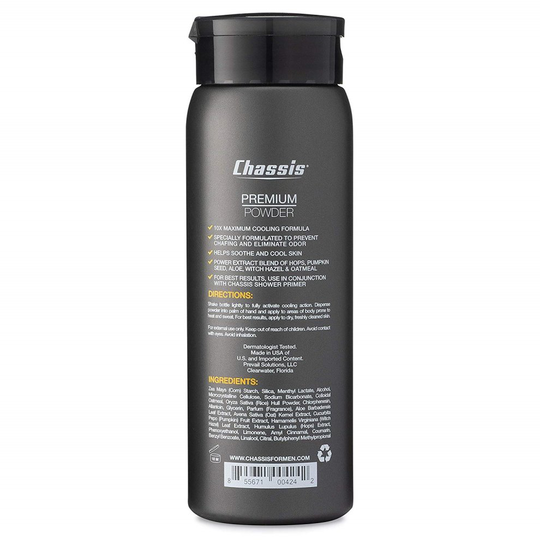 Chassis Premium Ice Max Body Powder for Men w/Max Cooling Sensation