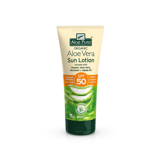 2 X Aloe Pura Organic Aloe Vera Sun Lotion SPF50 Sun Protection Lotion - 200ml