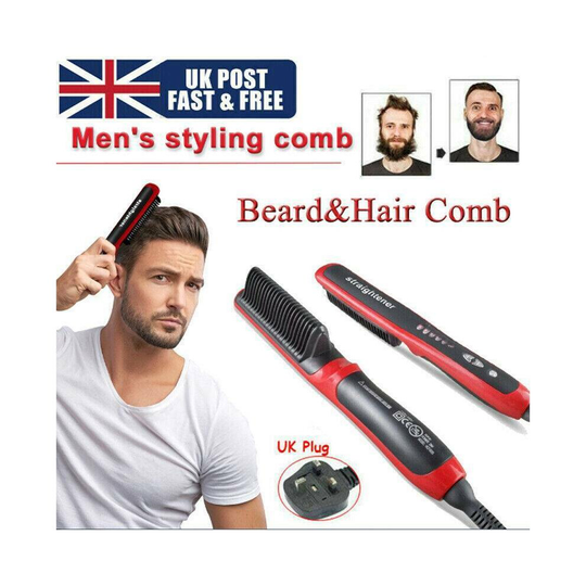 Professional Electric Beard Hair Straightener Hair Curler Iron Heated Brush Comb
