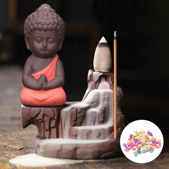 Ceramic Backflow Smoke Incense Burner Censer 50 Cones 30 Sticks