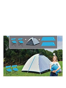 Pure4Fun Camping Set For 2 - Dome Tent, Camping Chairs, Sleeping Bags