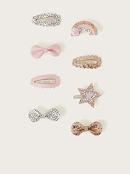 Monsoon Girls 8 Pack Metallic Novelty Hair Clip Set - Multi