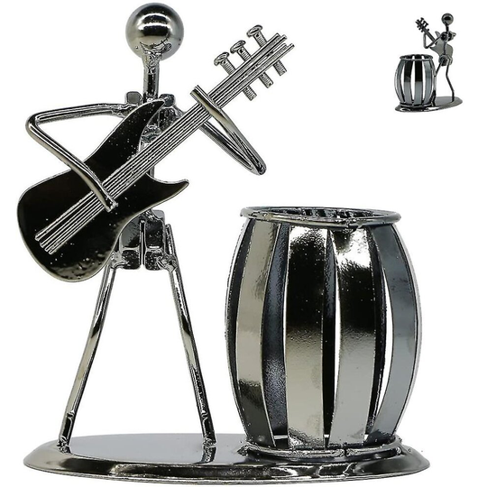 Creative Music Guitar Band Pen Holder Metal Craft Desktop Ornament Decor