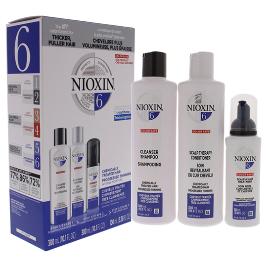Nioxin System 6 Kit - 3 Pc Kit 2 x 10.1oz Shampoo and Conditioner, 3.38oz Treatment