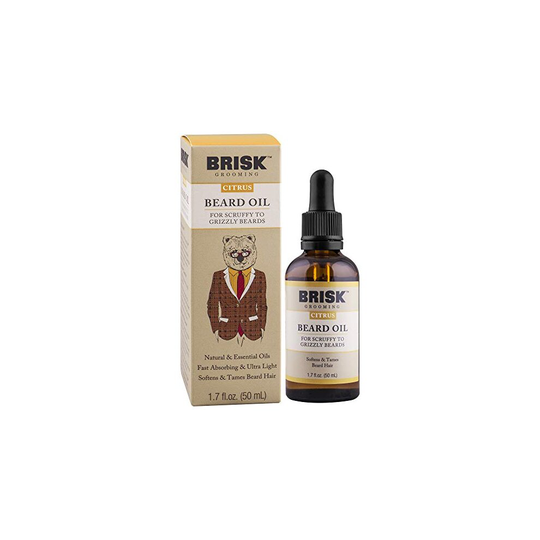 Brisk Beard Grooming Oil Liquid, Citrus for Beard Hair, 1.7 Oz