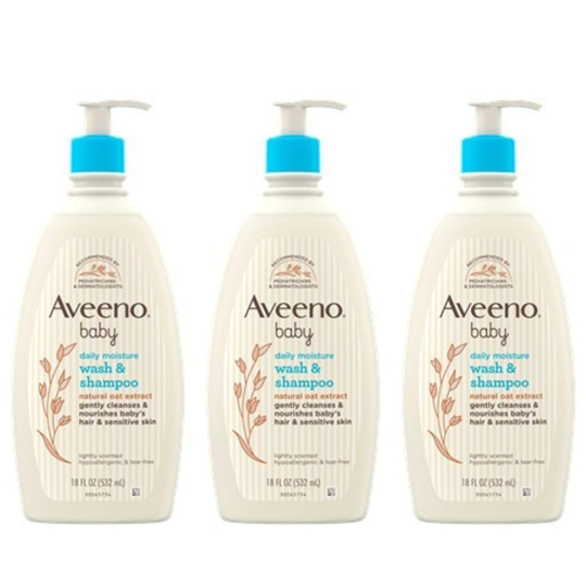 Aveeno Baby Daily Moisture gentle Bath Wash & Shampoo with Natural Oat Extract, Hypoallergenic, Tear-Free & Pa