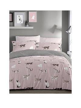Fusion Cats Duvet Cover Set - Blush