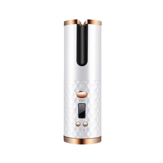 (White) Cordless Automatic Hair Curler | Portable Curling Tongs