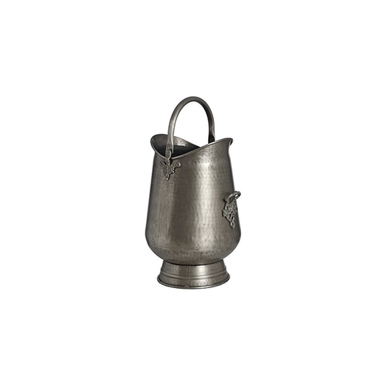 Antique Pewter Coal / Log Bucket - antique pewter coal log bucket