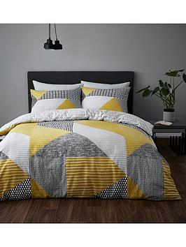 Catherine Lansfield Larsson Geo Duvet Cover Set - Ochre