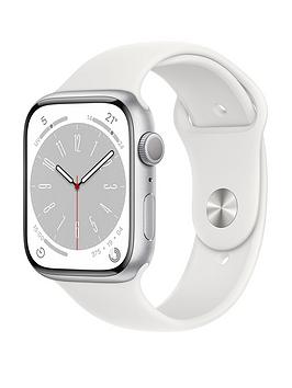 Apple Watch Series 8 (Gps), 45Mm Silver Aluminium Case With White Sport Band