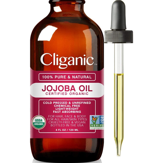 Certified Organic Jojoba Oil 120ml | 100% Pure Natural Cold Pressed Unrefined, Hexane Free Carrier Oil | for Hair Face & Nails |