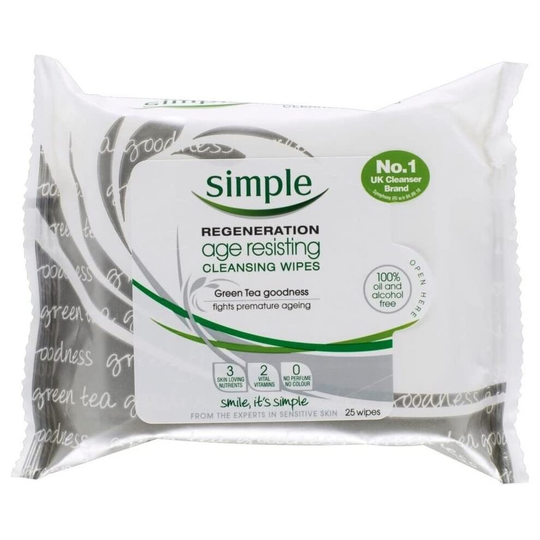 Simple Regeneration Age Resisting Cleansing Wipes 25 per Pack Case of 6