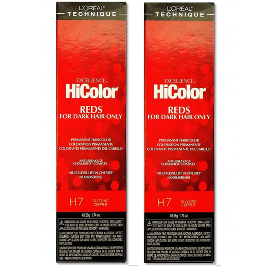(H7 - Pack of 2) L'Oreal HiColor H7 Sizzling Copper For Dark Hair