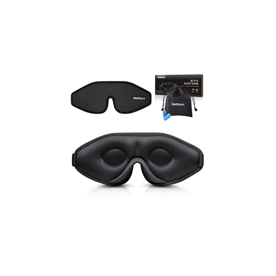 WellSync Sleep Eye Mask, 3D Contoured Cup Sleeping Mask Blindfold, Eye Covers with Adjustable Strap, Block Out Light, Breathable & Soft for Traveling,
