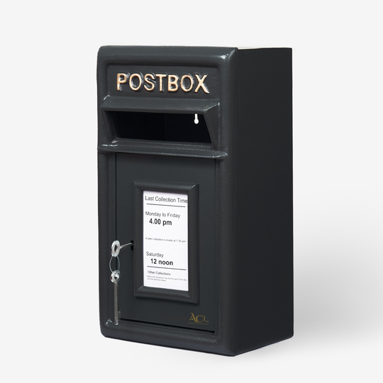 Black Post Box Cast Iron Wall Mounted Letter Mail Lockable